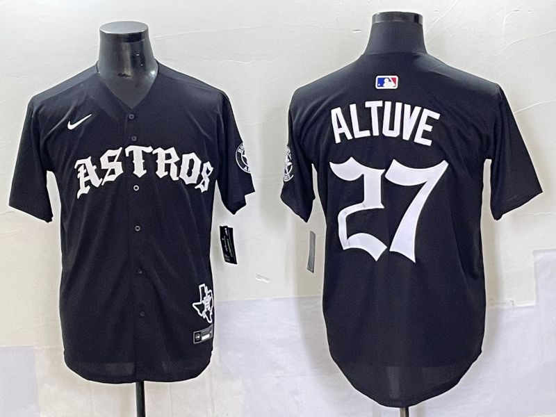 Men 2025 Houston Astros #27 Altuve Black Seven generations Joint Name Nike MLB Jersey style 1->houston astros->MLB Jersey